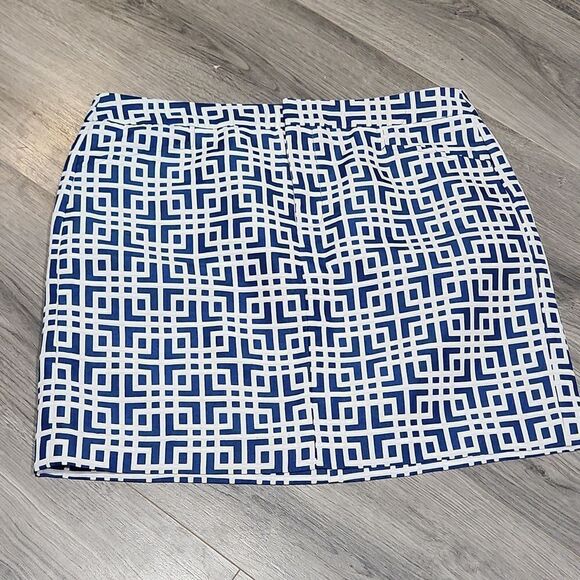 Loft Blue/White Unlined Mini Skirt - Picture 1 of 6